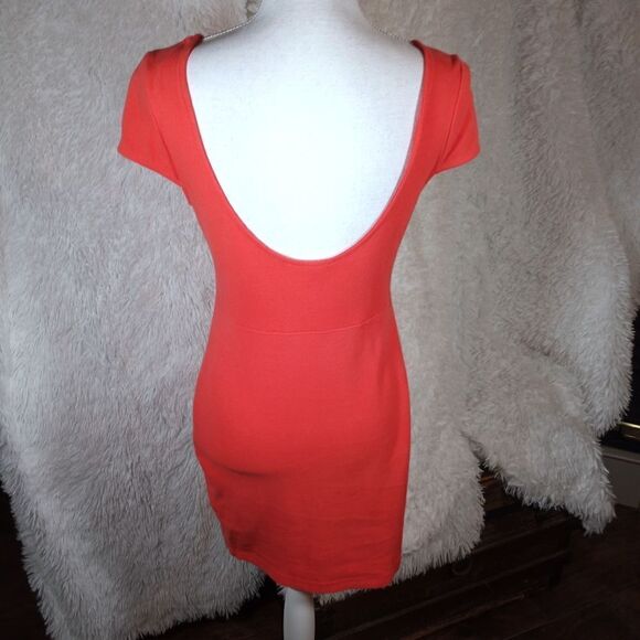 FOREVER 21 CORAL/ORANGE BODYCON DRESS SZ.L EUC - Picture 6 of 9